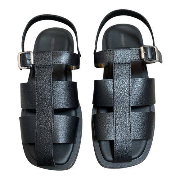 Free People Flora Fisherman Sandal Black Leather Made In Italy Women Size 9 NEW - Picture 4 of 9